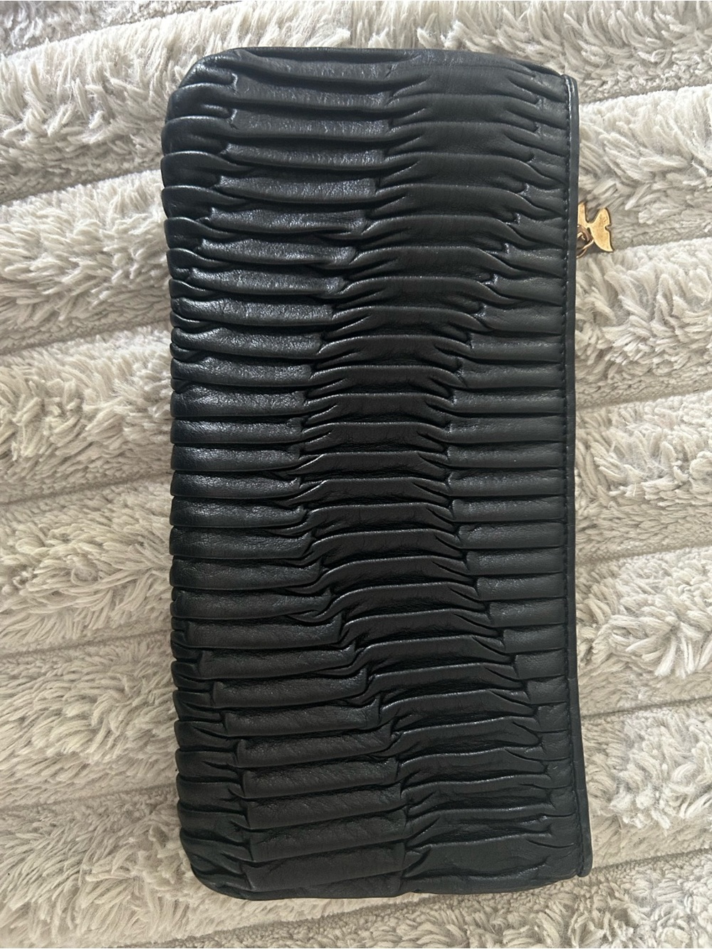 Coach Y2K Horse & Carriage Black Ruched Leather Clutch Wristlet - Picture 2 of 7